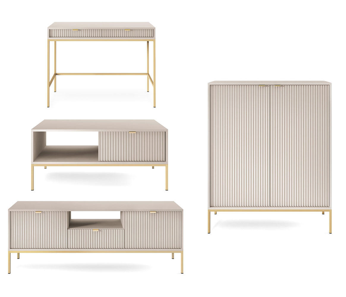 Feldmann-Wohnen Wohnzimmer-Set Kaschmir, Gold 258x125x68 cm