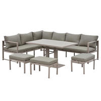 DINING-LOUNGESET - 6-teilig - Eisen / Polyester - Taupe, Textil/Metall - home24