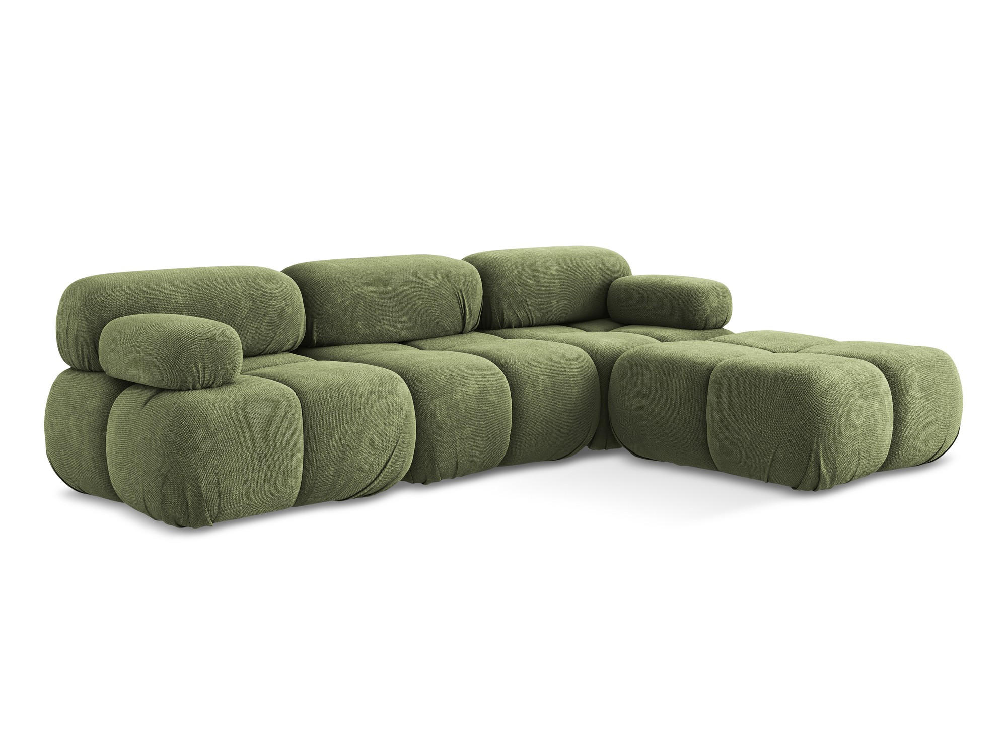 ECKSOFA Beidseitig Chenille Stoff Grün - Schwarz/Grau, Kunststoff/Textil (285/191cm) - Makamii