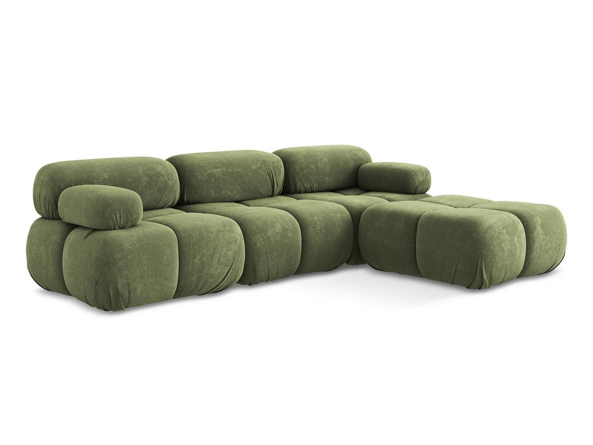 ECKSOFA Beidseitig Chenille Stoff Grün - Schwarz/Grau, Kunststoff/Textil (285/191cm) - Makamii