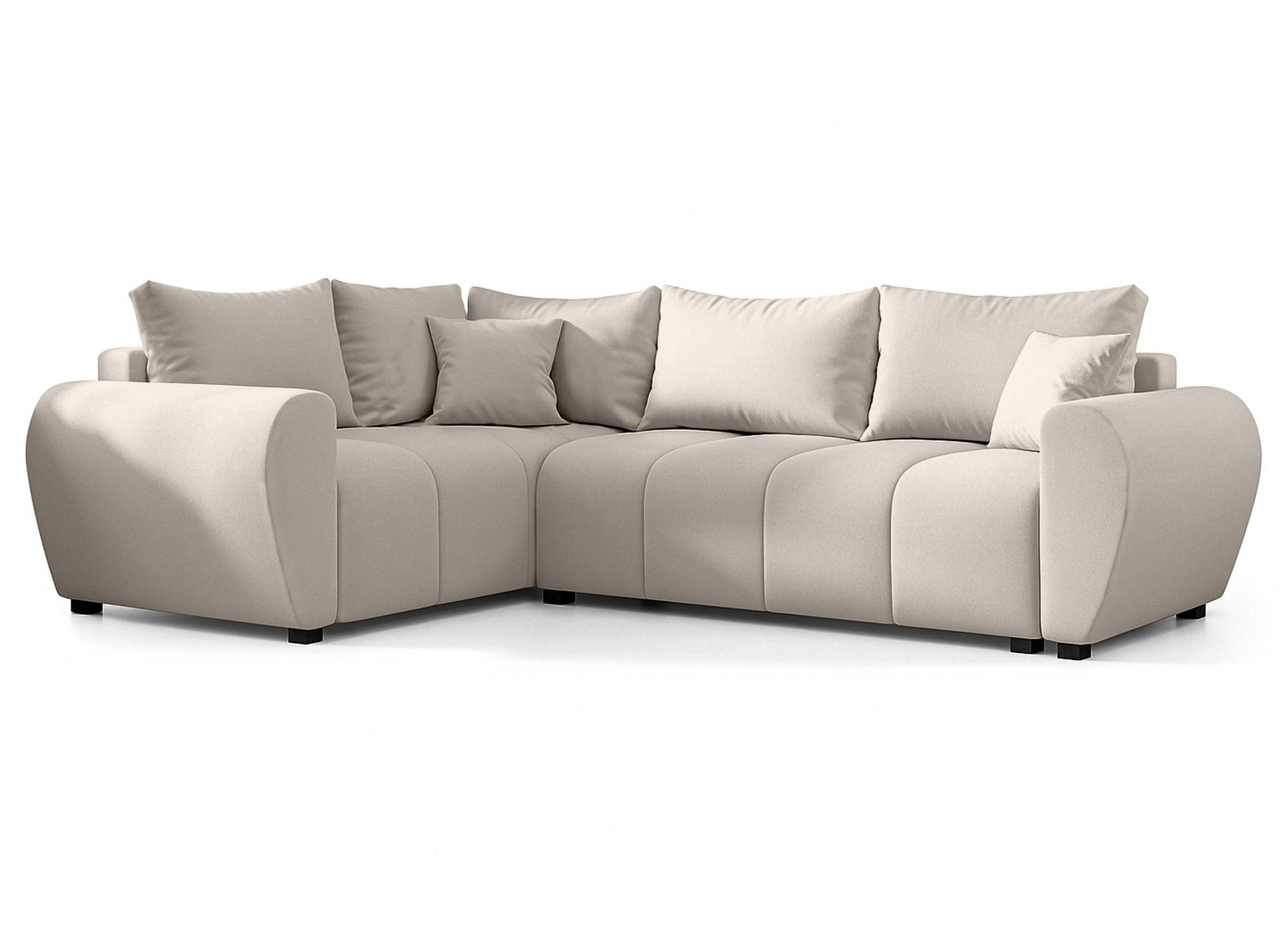 ECKSOFA L Form Malatya MAX Beige 246/145/82 cm stilvolle mit Schlaffunktion L - Beige/Schwarz, Kunststoff/Textil (175/235cm) - AX Living