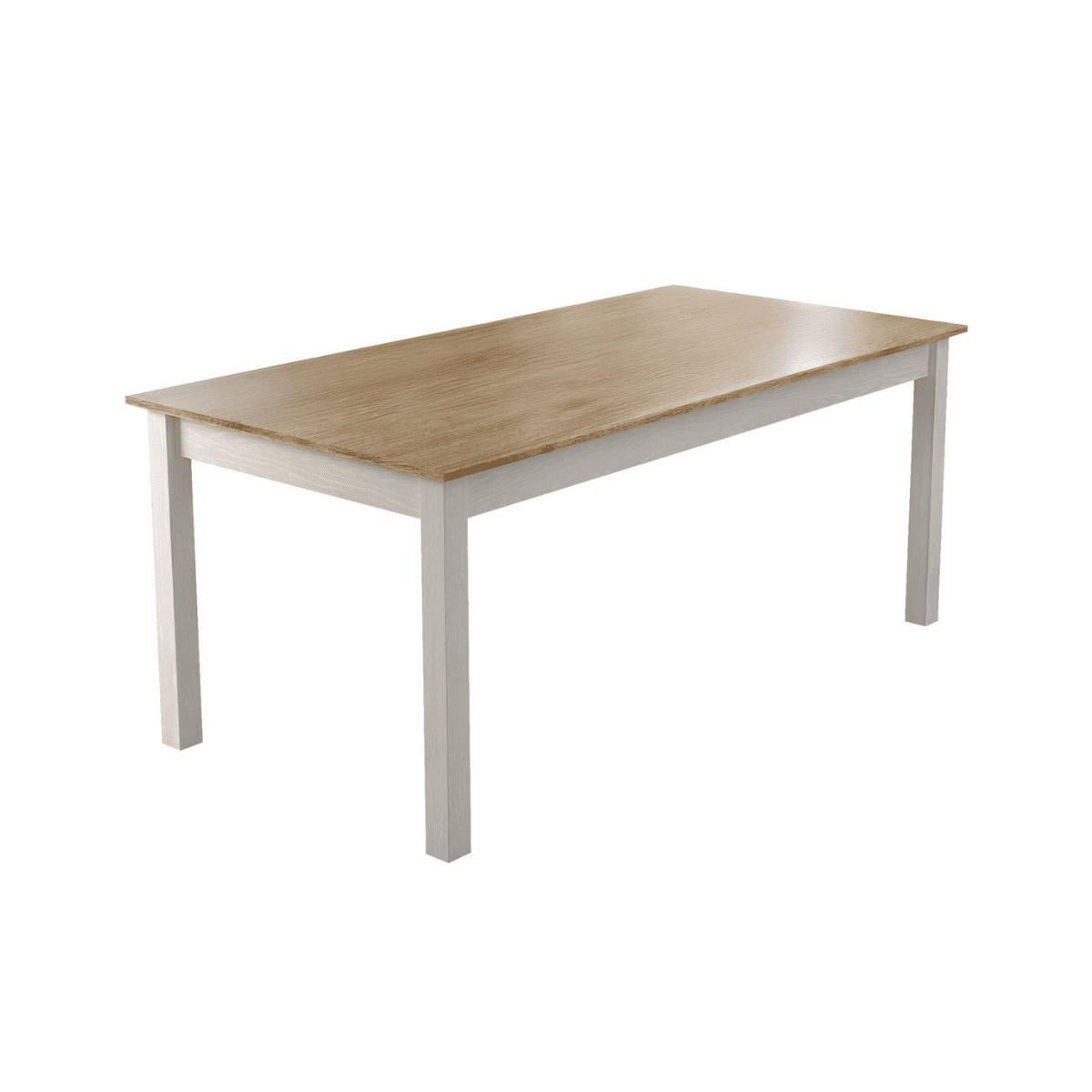 ESSTISCH Dekor Holz und weiße Beine 180/90/76 cm - Eschefarben, Holzwerkstoff (22/90/76cm) - Calicosy