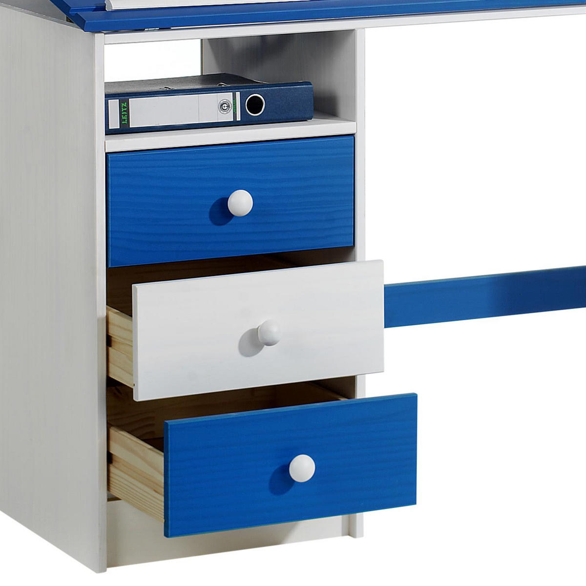 KINDERSCHREIBTISCH KEVIN - Blau/Weiß, Holz (115/73/60cm) - IDIMEX