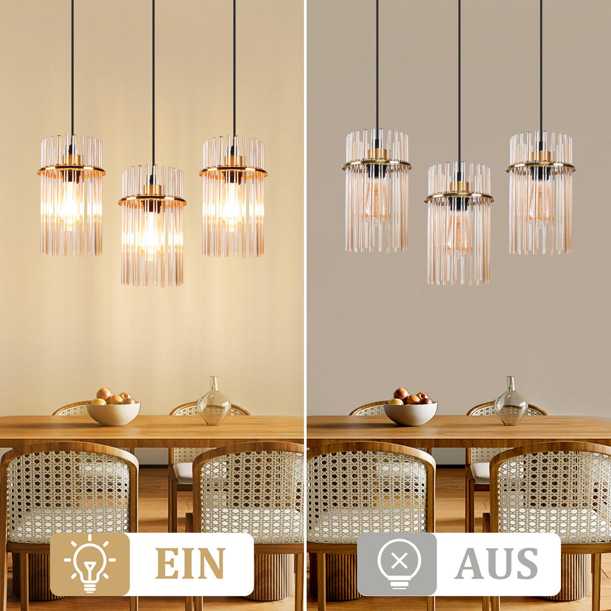 PENDELLEUCHTE Joseph 48/5/150 cm - Goldfarben, Glas (48/5/150cm) - ZMH