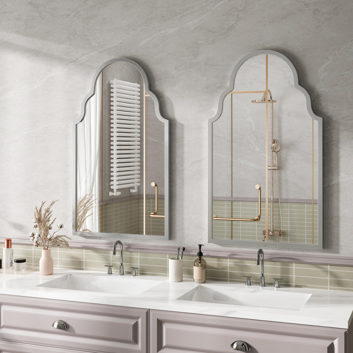 WANDSPIEGEL Rechteckig 61x101x3cm Silber mit Metallrahmen Für Badezimmer,Wohnzimmer,Flur - Silberfarben, Glas (61/101/3cm) - Modfu