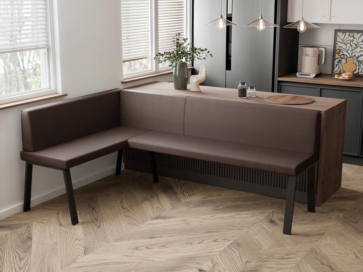 ECKBANK links MONO Y Kunstleder gesteppt, 128/168 cm Braun - Braun, Kunststoff/Textil (128/168cm) - Idohome