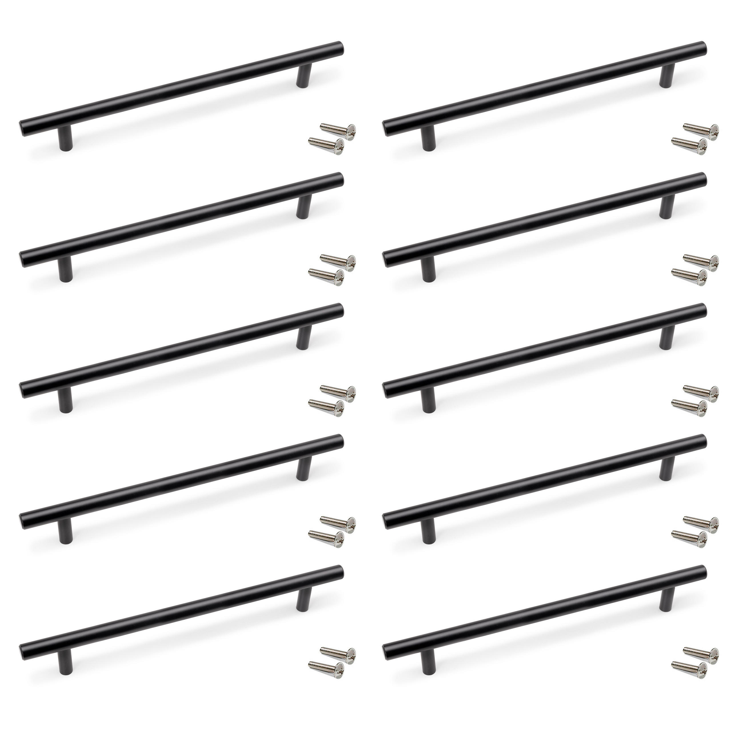MÖBELGRIFFE Orlando, L336mm, 256mm Achsenabstand, Stahl, Schwarz lackiert 10er-set - Schwarz, Metall (1.2/4/33.6cm) - EMUCA