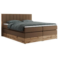 BOXSPRINGBETT BELLISSIMO KING 140/200 Braun Kunstleder - H3 - Braun, Holz/Textil (140/200cm) - MKS