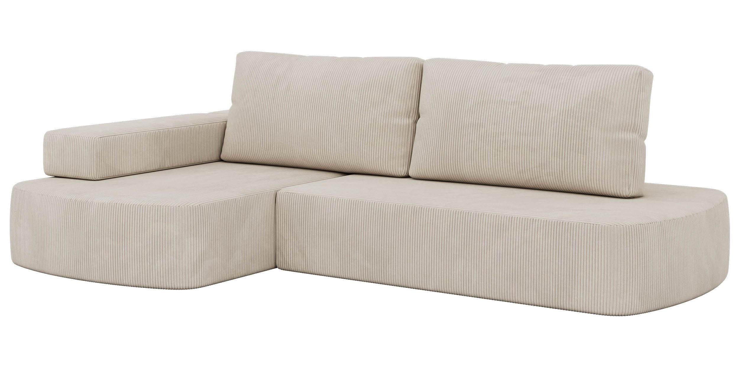 ECKSOFA LIRENA L Cord Creme - Links - Creme, Textil (160/260cm) - MKS
