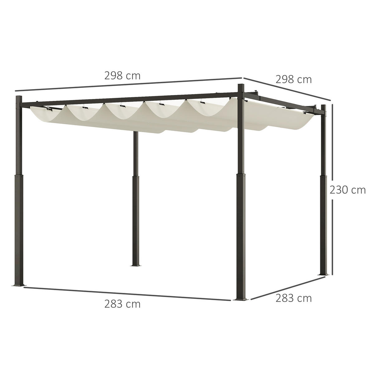 PERGOLA aus Metall ca. 3x3m - Creme, Metall (298/230/298cm) - Outsunny