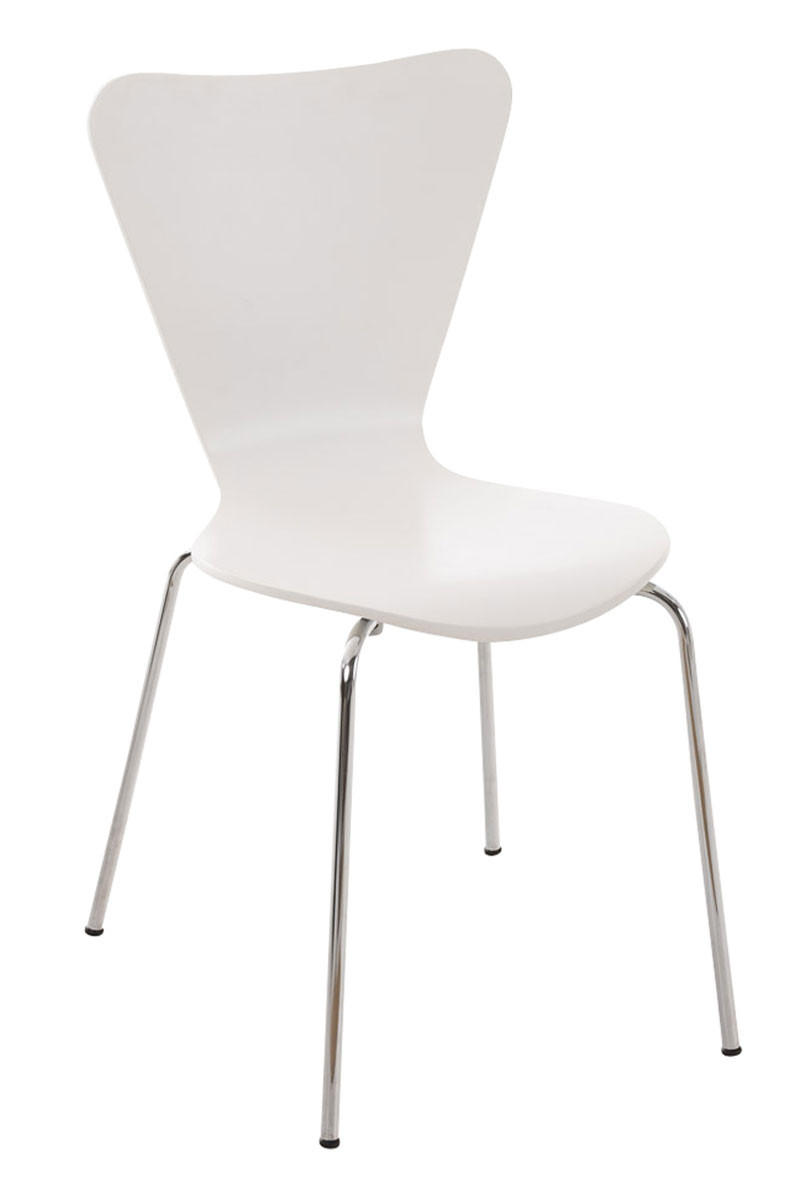 BESUCHERSTUHL Calisso mit Holzsitz und Metallgestell, Farbe: Weiß - Chromfarben/Weiß, Holz/Metall (42/85/47cm) - TPFLiving