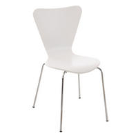 BESUCHERSTUHL Calisso mit Holzsitz und Metallgestell, Farbe: Weiß - Chromfarben/Weiß, Holz/Metall (42/85/47cm) - TPFLiving