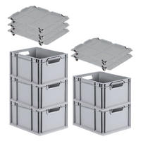 EUROBOX 5x Nextgen Economy Mit Auflagedeckel Grau/Schwarz Griffe Offen 20 Liter - Schwarz, Kunststoff (30/22/40cm) - PROREGAL