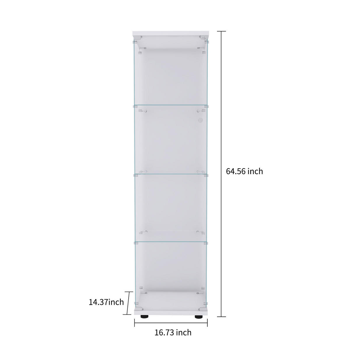 STANDVITRINE 42x164cm Weiß mit 4 Böden, abschließbar - Weiß, Glas (14.37/64.56/16.73cm) - SHOPENTRA