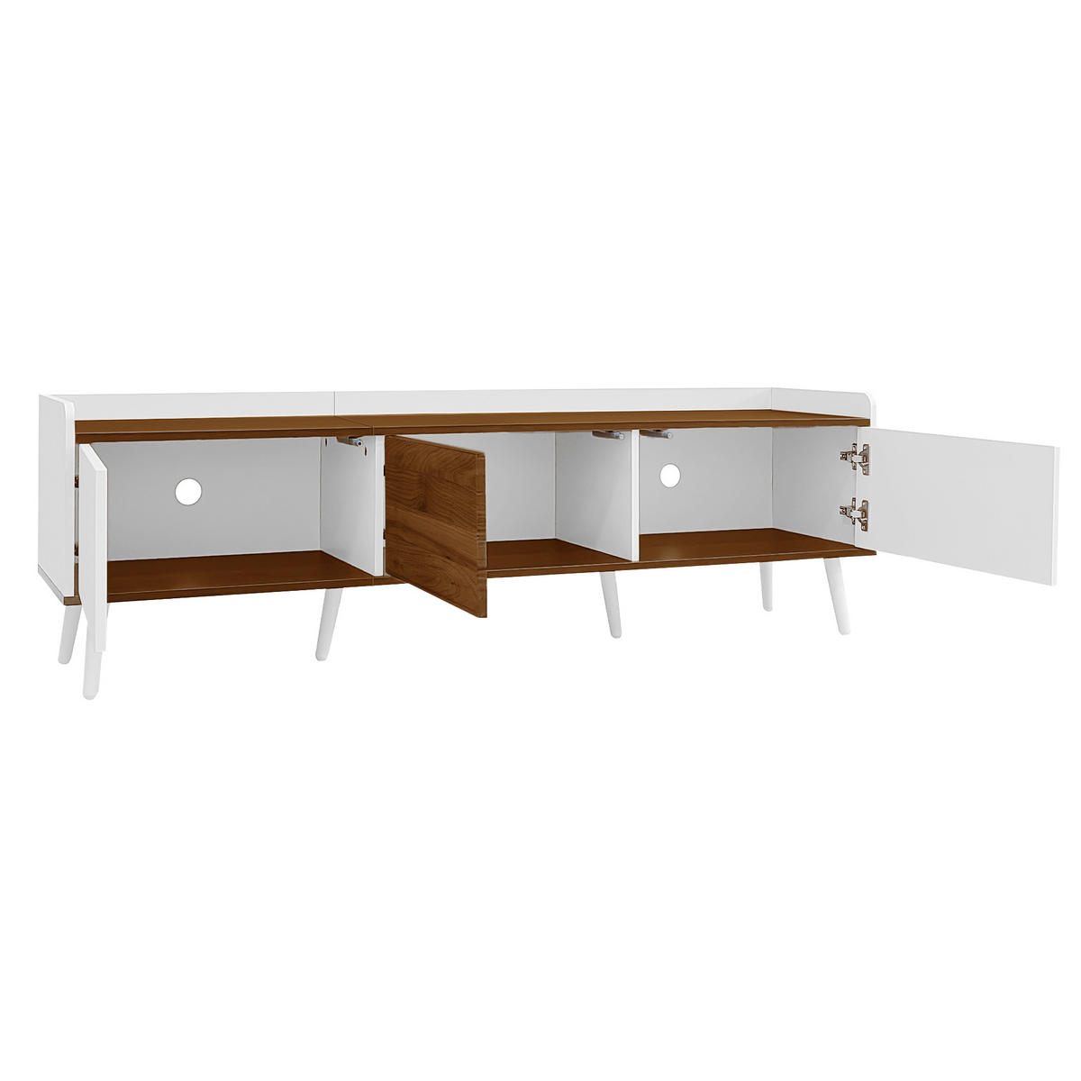 LOWBOARD in Weiß und Naturfarben mit 3 Türen für Wohnzimmer, B160/T39/H49,5 cm - Naturfarben/Weiß, Holzwerkstoff (160/49.5/39cm) - STILVORA