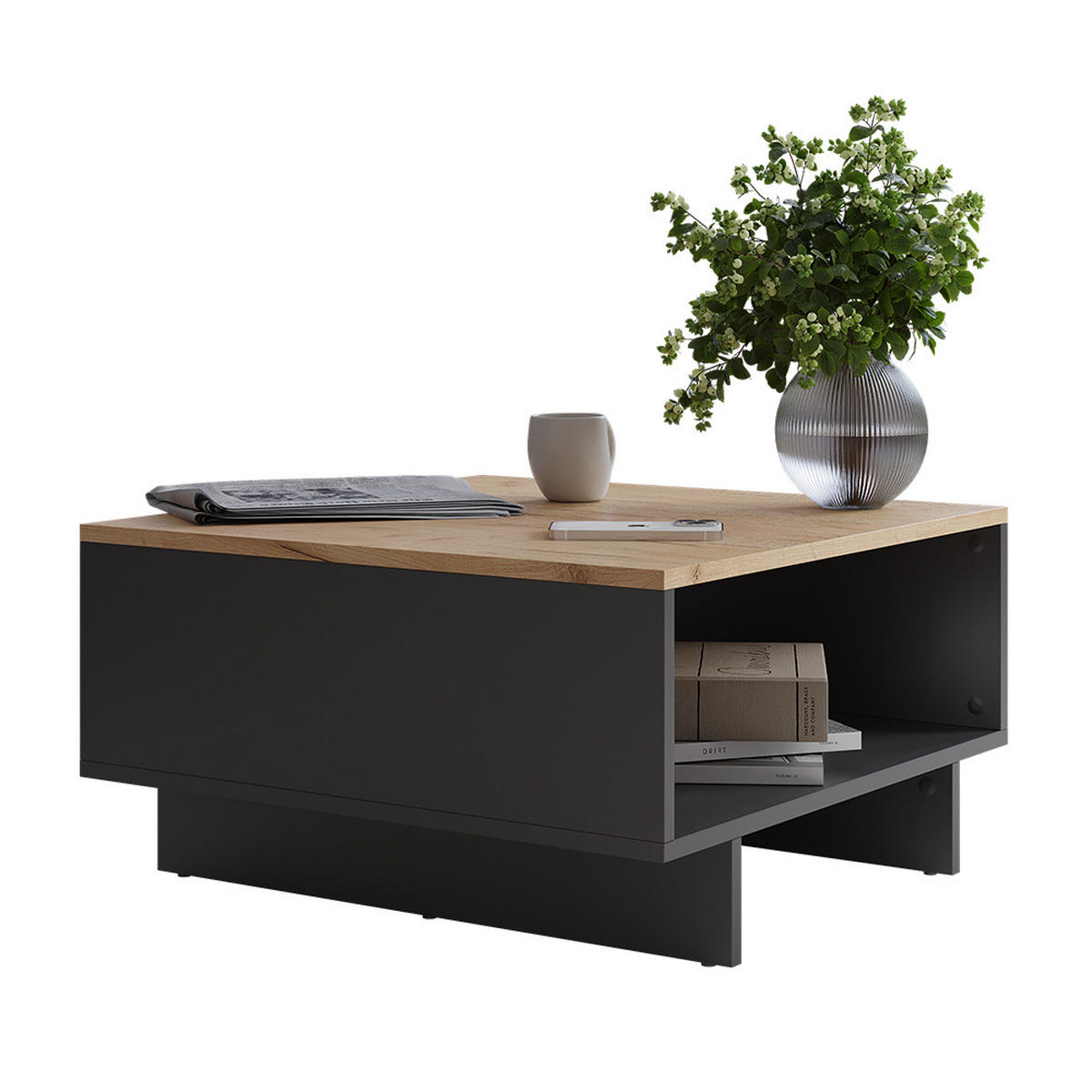 COUCHTISCH Luka Anthrazit/Goldkraft Eiche 60 x 60 cm - Honigeiche/Anthrazit, Holzwerkstoff (60/60/32.3cm) - Vicco