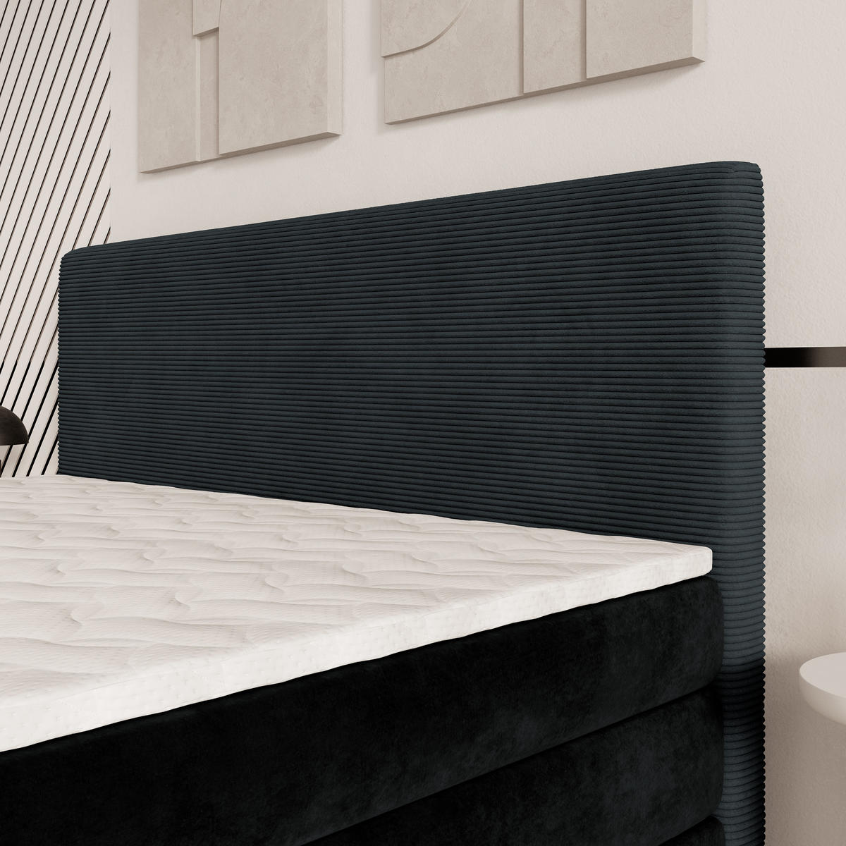 BOXSPRINGBETT MATERN 140x200 cm mit Matratze und Topper - Schwarz - Schwarz, Holz (140/200cm) - MASSENO