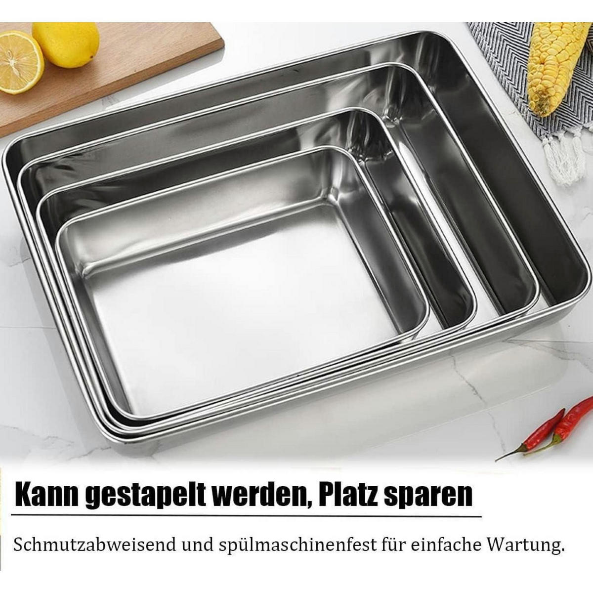 BACKBLECH Edelstahl 35 x 40 cm - Silberfarben, Metall (35/6/40cm)