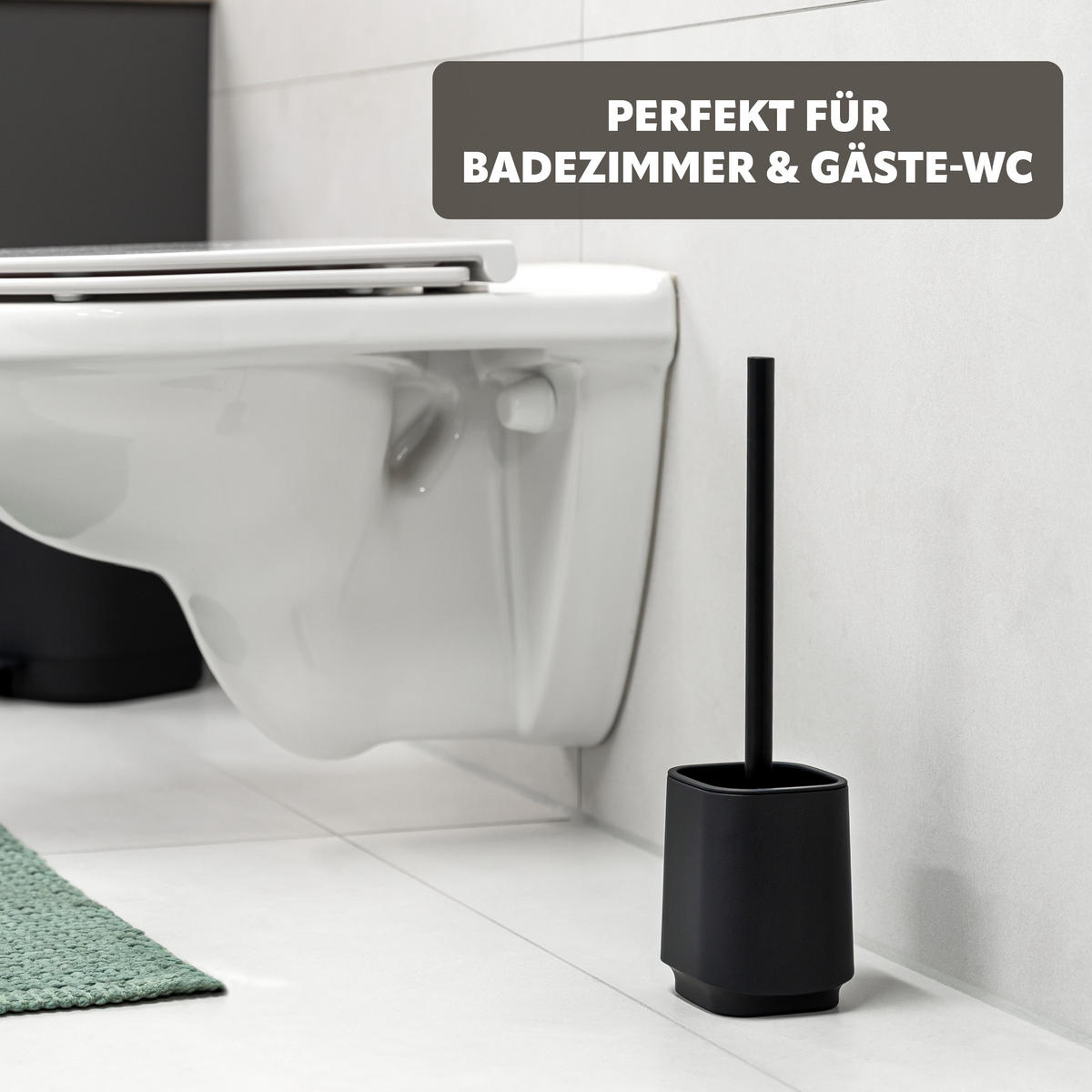 WC-GARNITUR VALONA, Soft-Touch, schwarz - Schwarz, Kunststoff (10/38/10cm) - eluno