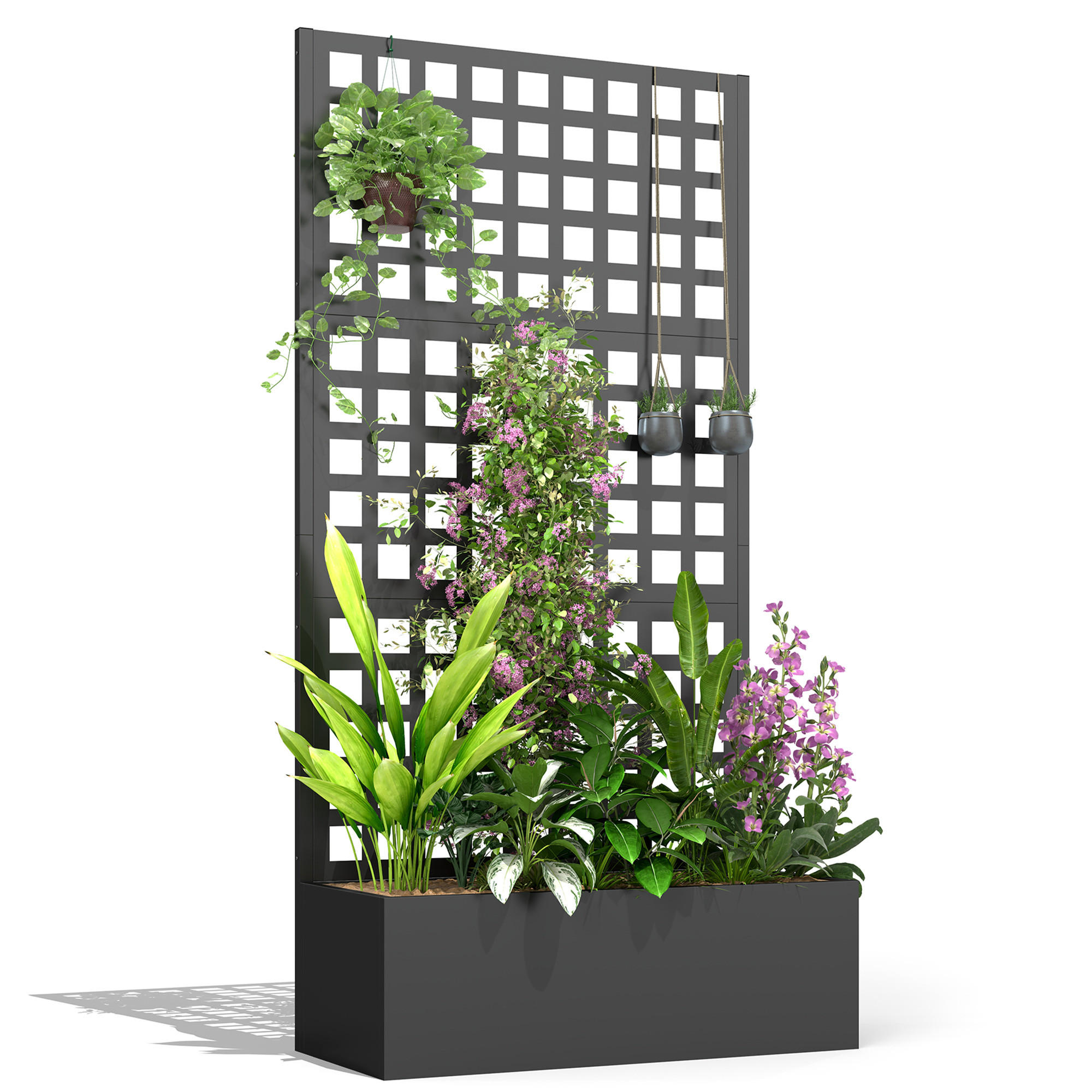 HOCHBEET DE-12190 mit Rankgitter 89/40/178 cm mit Drainage Schwarz - Schwarz, Metall (89/178/40.5cm) - ComfortXL
