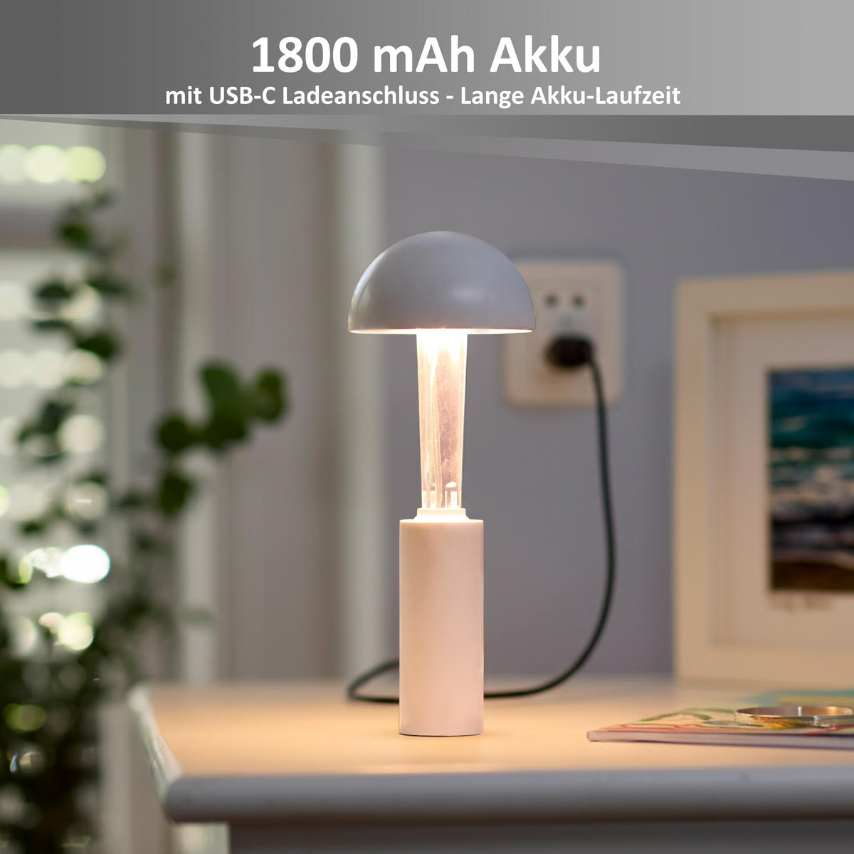 LED-AKKU-PENDELLEUCHTE - Höhenverstellbar mit abnehmbarer Leuchteinheit und Touch-Dimmer in Weiß - Weiß, Metall (16/16/150cm) - Northpoint