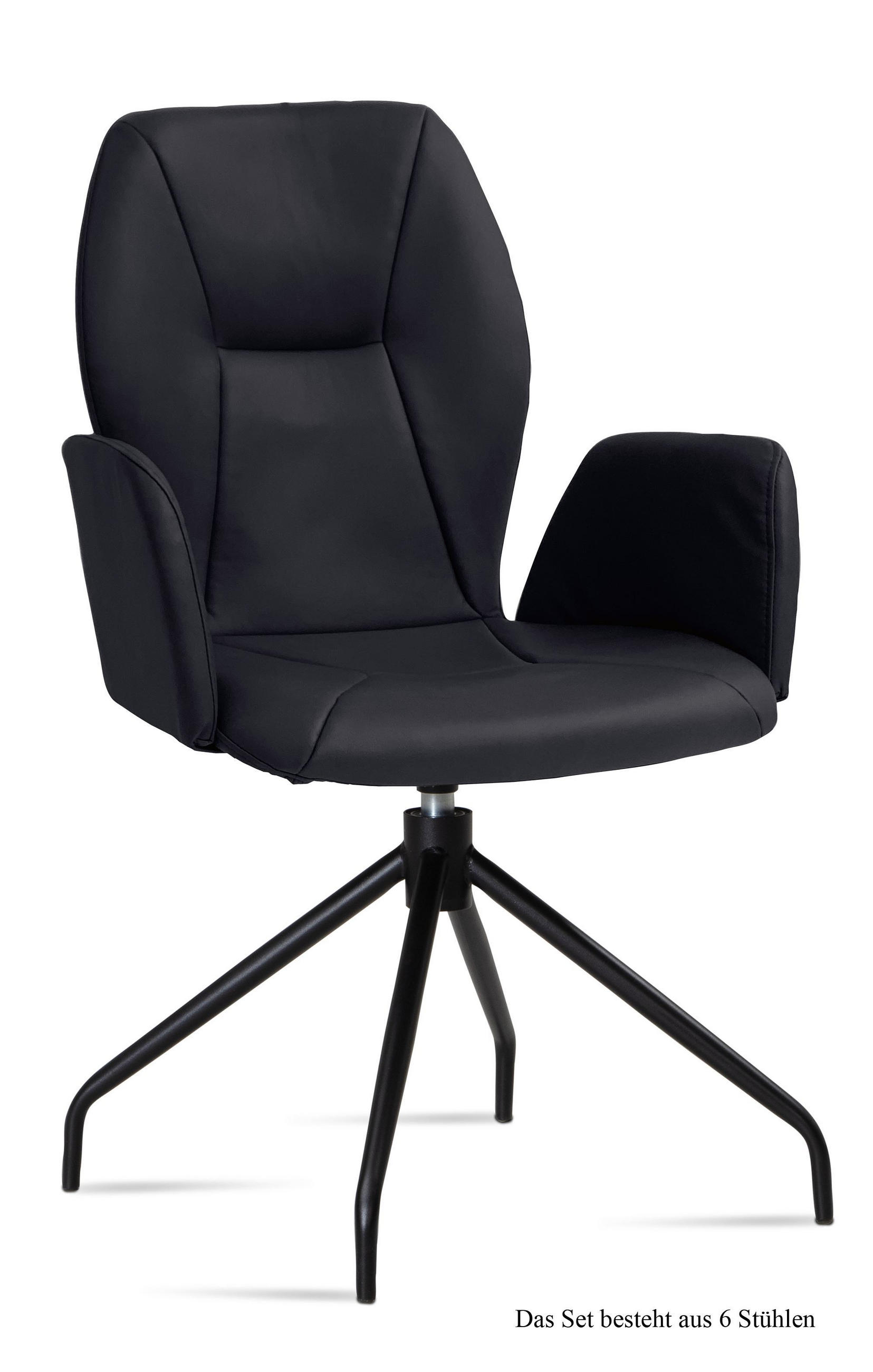 ARMLEHNSTUHL drehbar (6er-Set) Dorett 58x92x60 Schwarz/Anthrazit - Anthrazit/Schwarz, Kunststoff (60/92/58cm) - 58aufmkessel