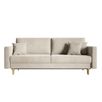 SCHLAFSOFA Valico Beige hydrophober Samt - Beige/Goldfarben, Textil/Metall (230/90/97cm) - Selsey
