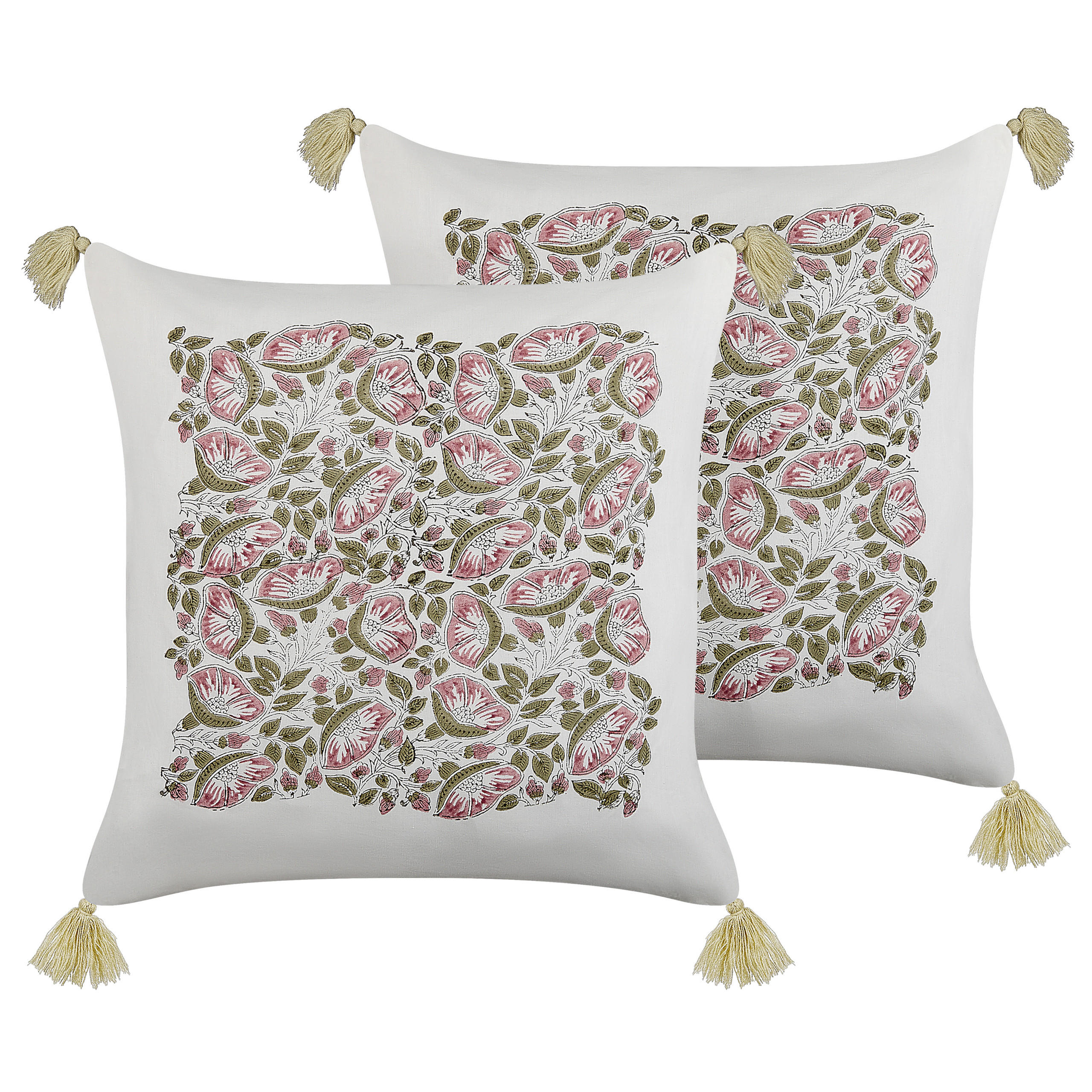 DEKOKISSEN 2er-Set Bunt 45/45 cm Carissa - Multicolor, Naturmaterialen/Textil (45/45cm) - Beliani