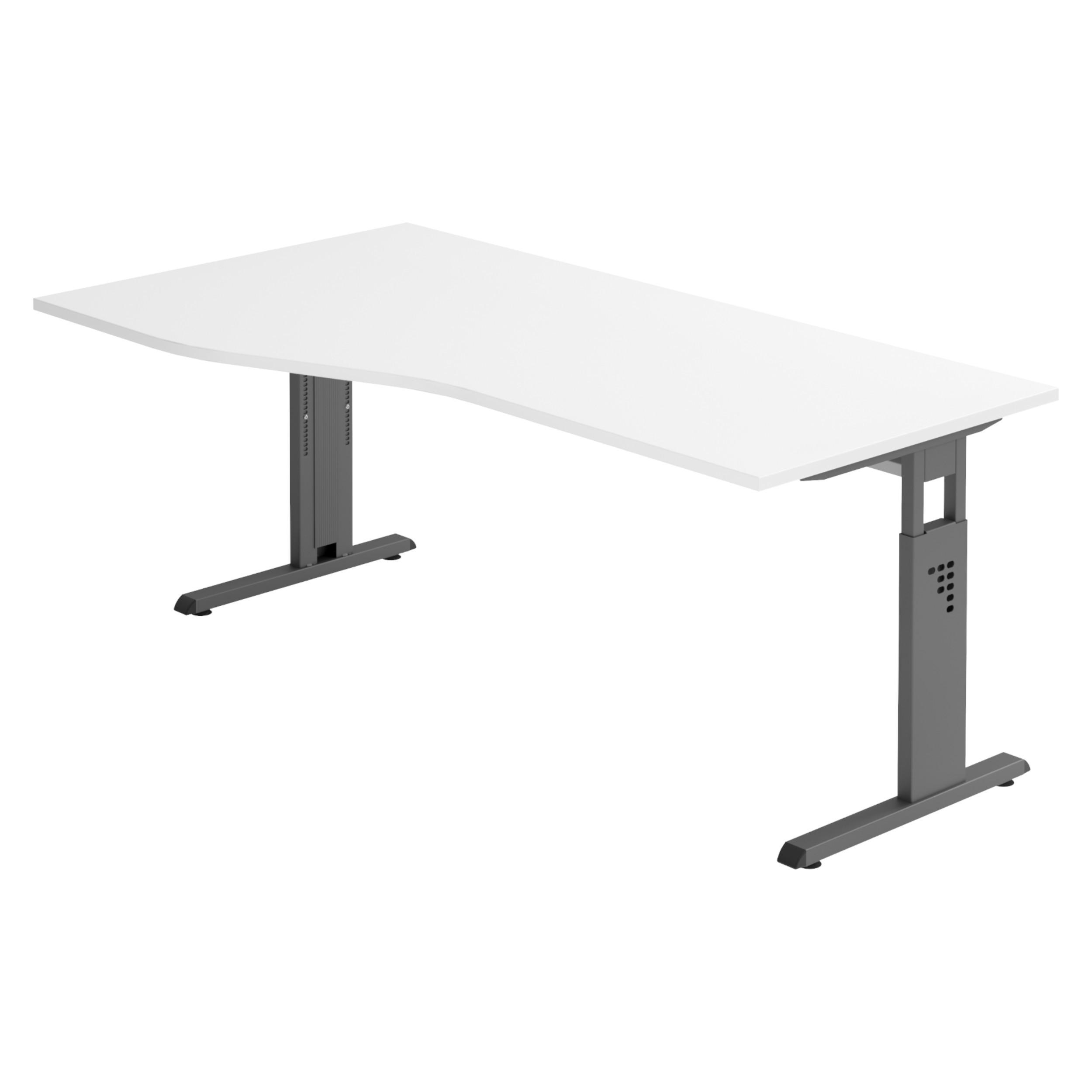 SCHREIBTISCH Serie-O 100/180/74 cm in Weiß/Graphitfarben - Graphitfarben/Weiß, Holzwerkstoff (100/180/74cm) - bümö