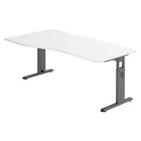 SCHREIBTISCH Serie-O 100/180/74 cm in Weiß/Graphitfarben - Graphitfarben/Weiß, Holzwerkstoff (100/180/74cm) - bümö