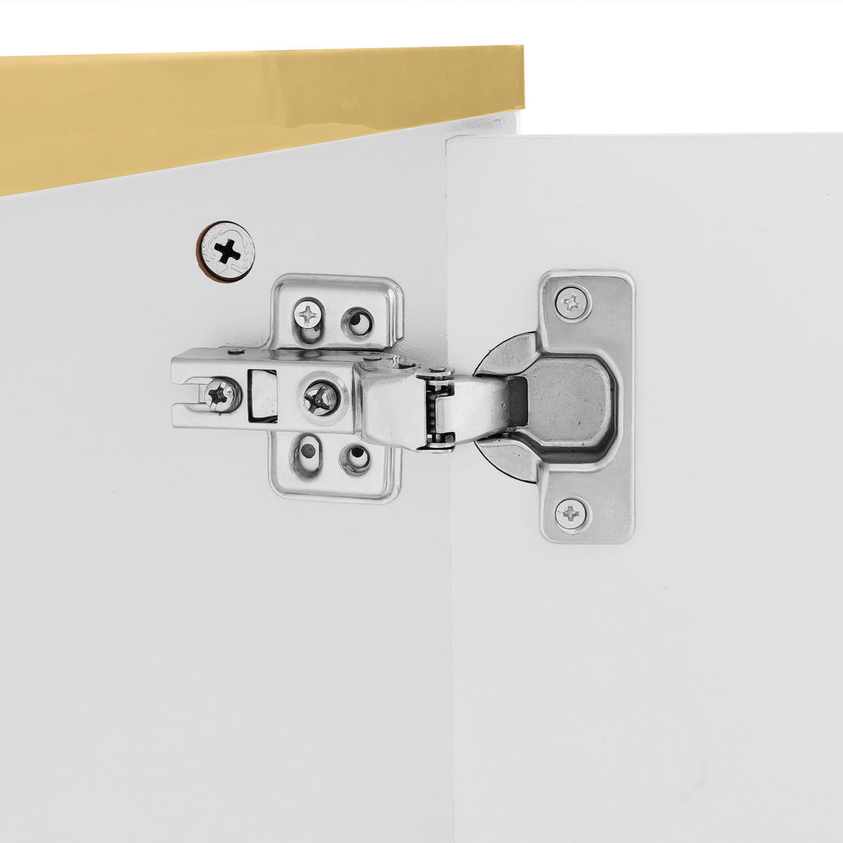 LOWBOARD in Weiß geschnitzter Oberfläche und Marmoroptik für Wohnzimmer, B170/T37/H45cm - Goldfarben/Weiß, Holzwerkstoff/Metall (175/45/40cm) - STILVORA