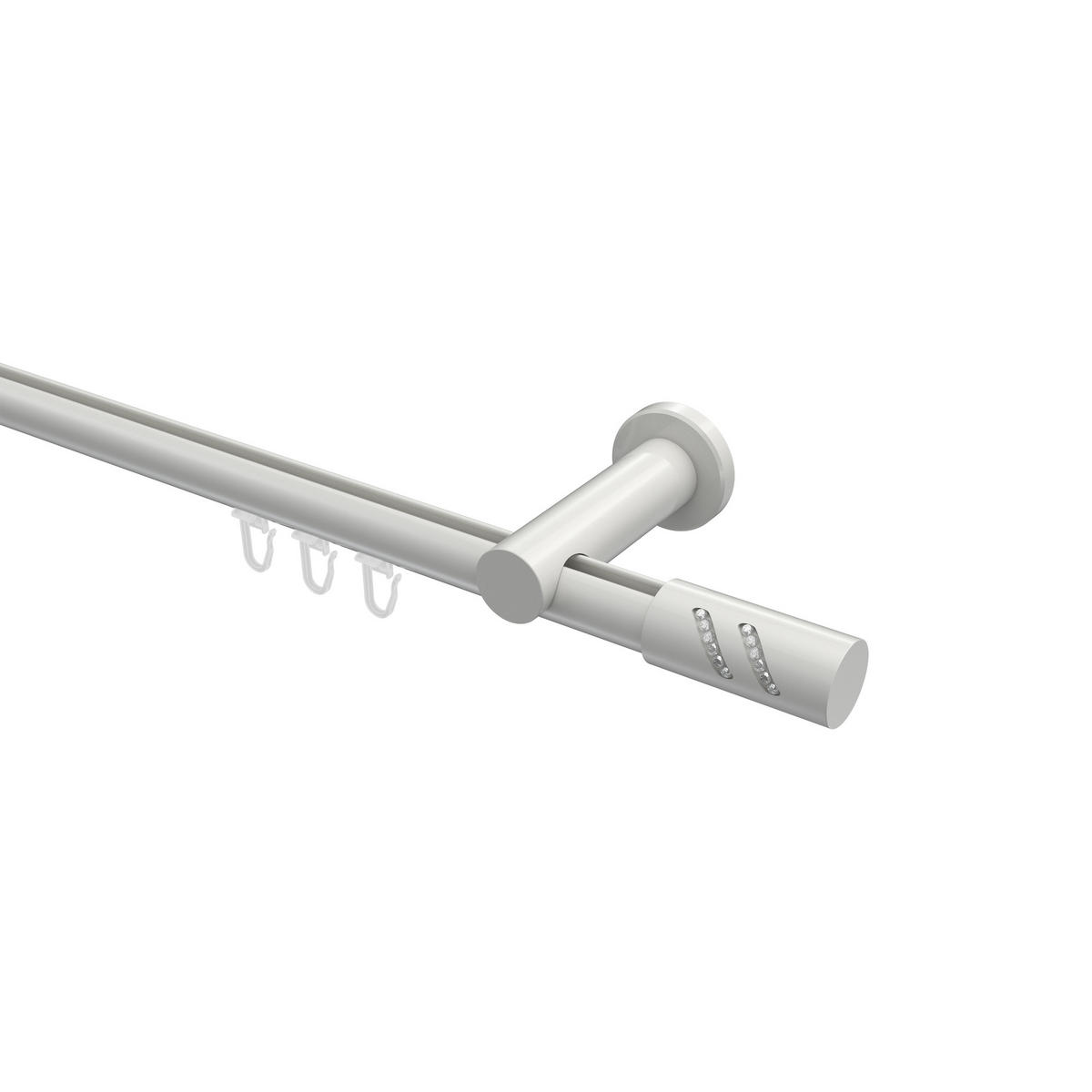 INNENLAUF-GARDINENSTANGEN-SET Platon Zoena 240 cm (geteilt in 2 x 120 cm), 1-läufig, 20 mm Ø Weiß - Weiß, Metall (240cm) - INTERDECO