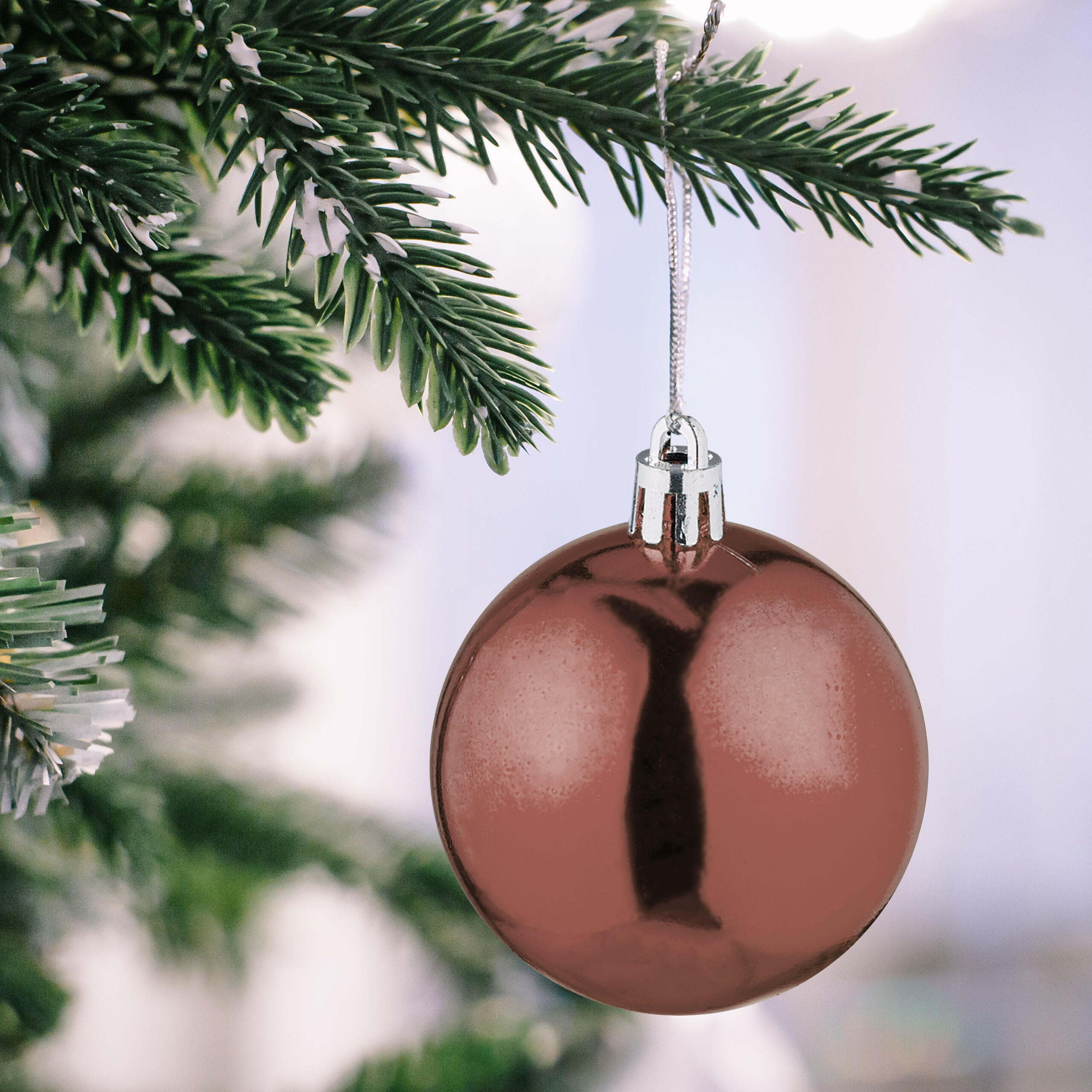 50XWEIHNACHTSKUGELN - Braun, Kunststoff (6/7/6cm) - Relaxdays