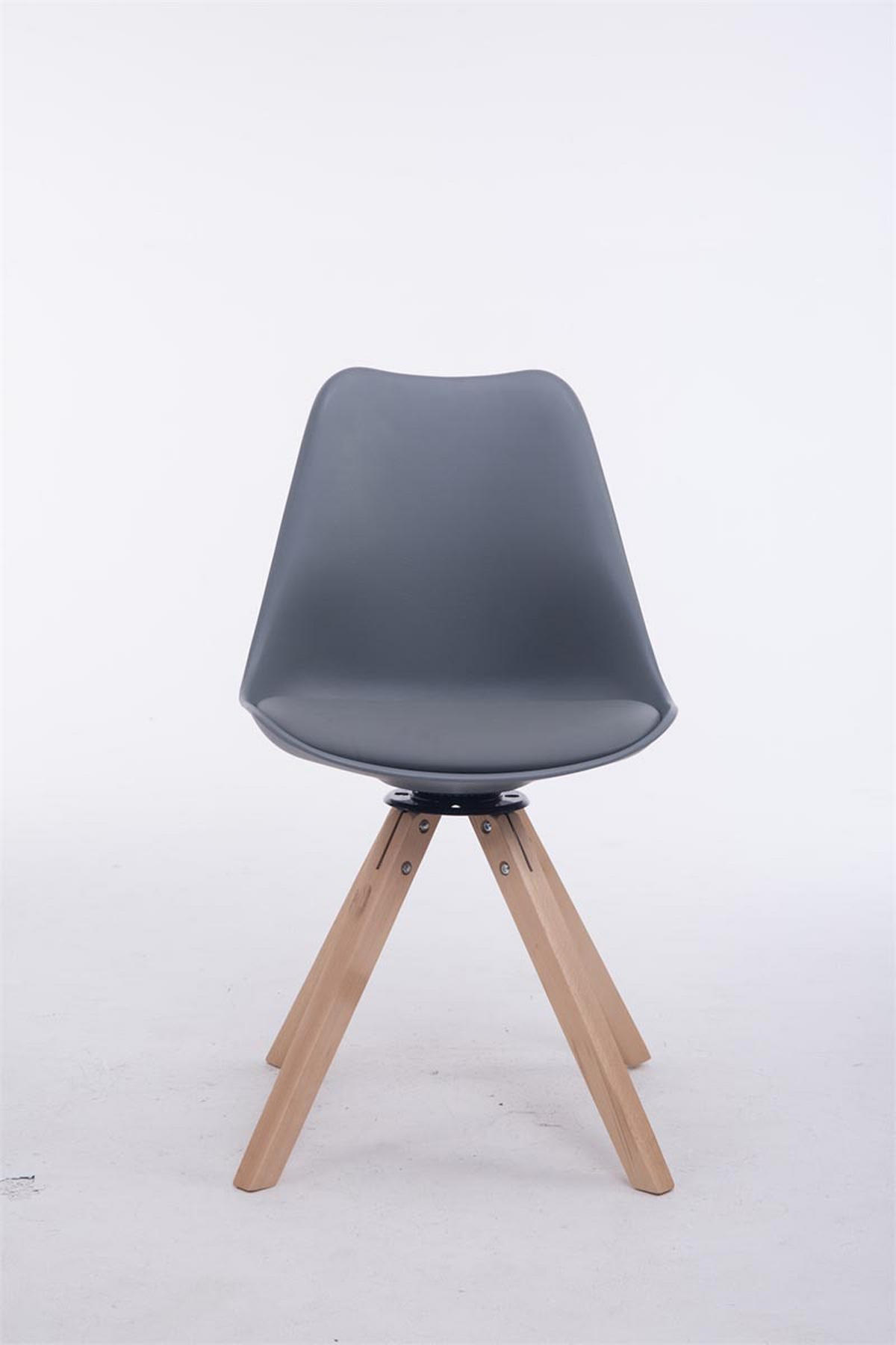 DREHSTUHL Lederlook grau - Eukalyptusholzfarben/Grau, Holz/Textil (48/84/56cm) - CLP