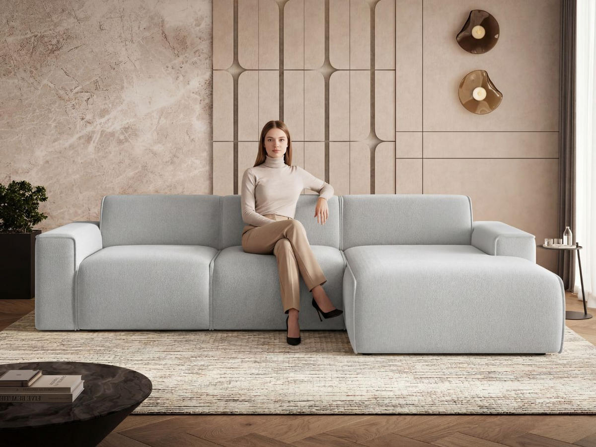 ECKSOFA Lavia Grau Rechts - Schwarz/Grau, Holz/Kunststoff (165/310cm) - Graingold