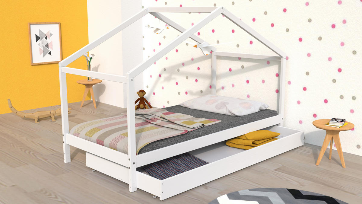HAUSBETT KOALA MIT SCHUBLADE/ Kinderbett 90x190 - Weiß - Weiß, Holz (90/190cm) - Weber Industries