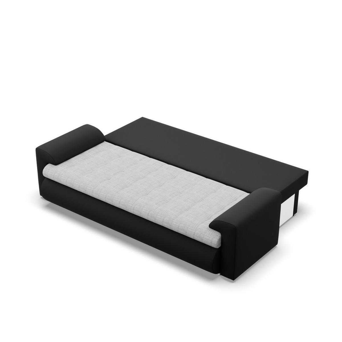 SOFA 3-SITZER MIT SCHLAFFUNKTION FORESTA, Grau + Schwarz - Schwarz/Grau, Textil (222/92/96cm)