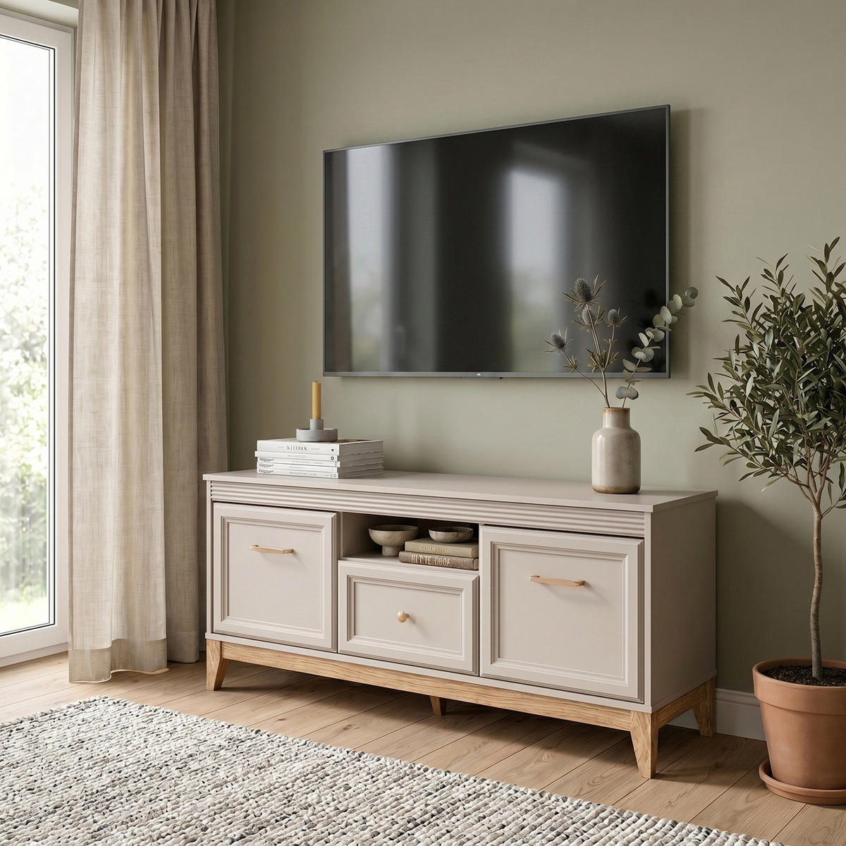 TV-LOWBOARD Windsor W-8 135,5 x 61,5 x 40,5 cm Kaschmir - Kaschmir/Eichefarben, Eichenholz/Holzwerkstoff (135.5/61.5/40.5cm) - Koseto