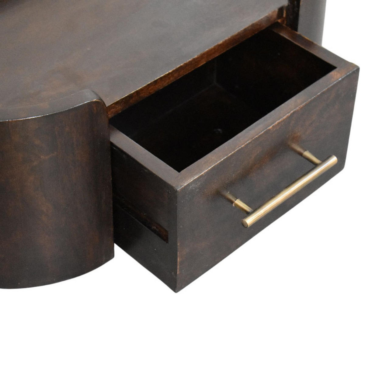 NACHTTISCH mit Samt-Mokka-Finish, 1 Schublade, oberes Fach, dunkelbraun - Dunkelbraun/Goldfarben, Holz/Metall (50/20/25cm) - Artisan Furniture