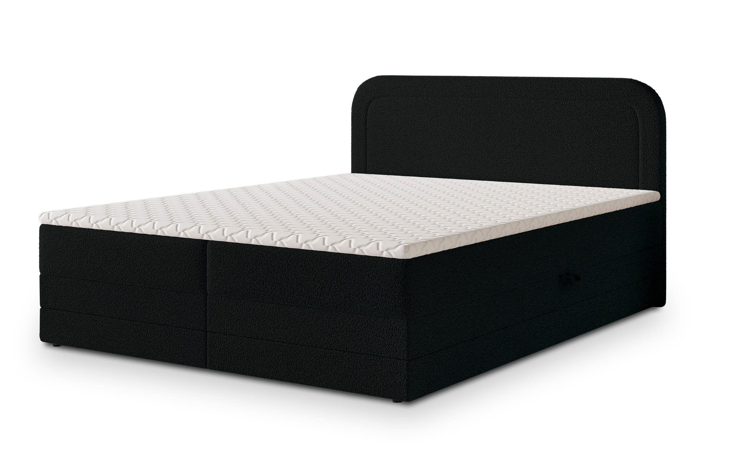 BOXBETT ARMEL 180x200 cm mit Matratze und Topper - Schwarz - Schwarz, Holz (180/200cm) - MASSENO