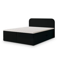 BOXBETT ARMEL 160x200 cm mit Matratze und Topper - Schwarz - Schwarz, Holz (160/200cm) - MASSENO