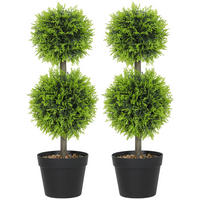 KUNSTPFLANZE 2er-Set DE-16644 Doppelkugeln, 60 cm, 213 Blätter Grün - Grün, Kunststoff (60cm) - ComfortXL