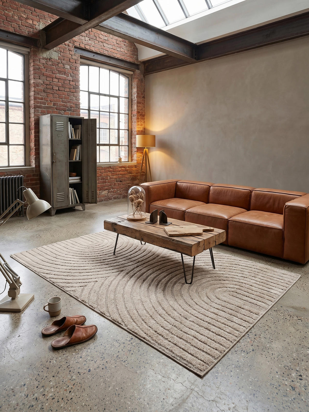 TEPPICH Wohnzimmer Hoch-Tief 3D-Effekt Organische Bögen mit 3D-Effekt OEKO-TEX 3D-Relief Boho Beige 200x290 – RIGI - Beige, Textil (200/290cm) - KADIMA DESIGN