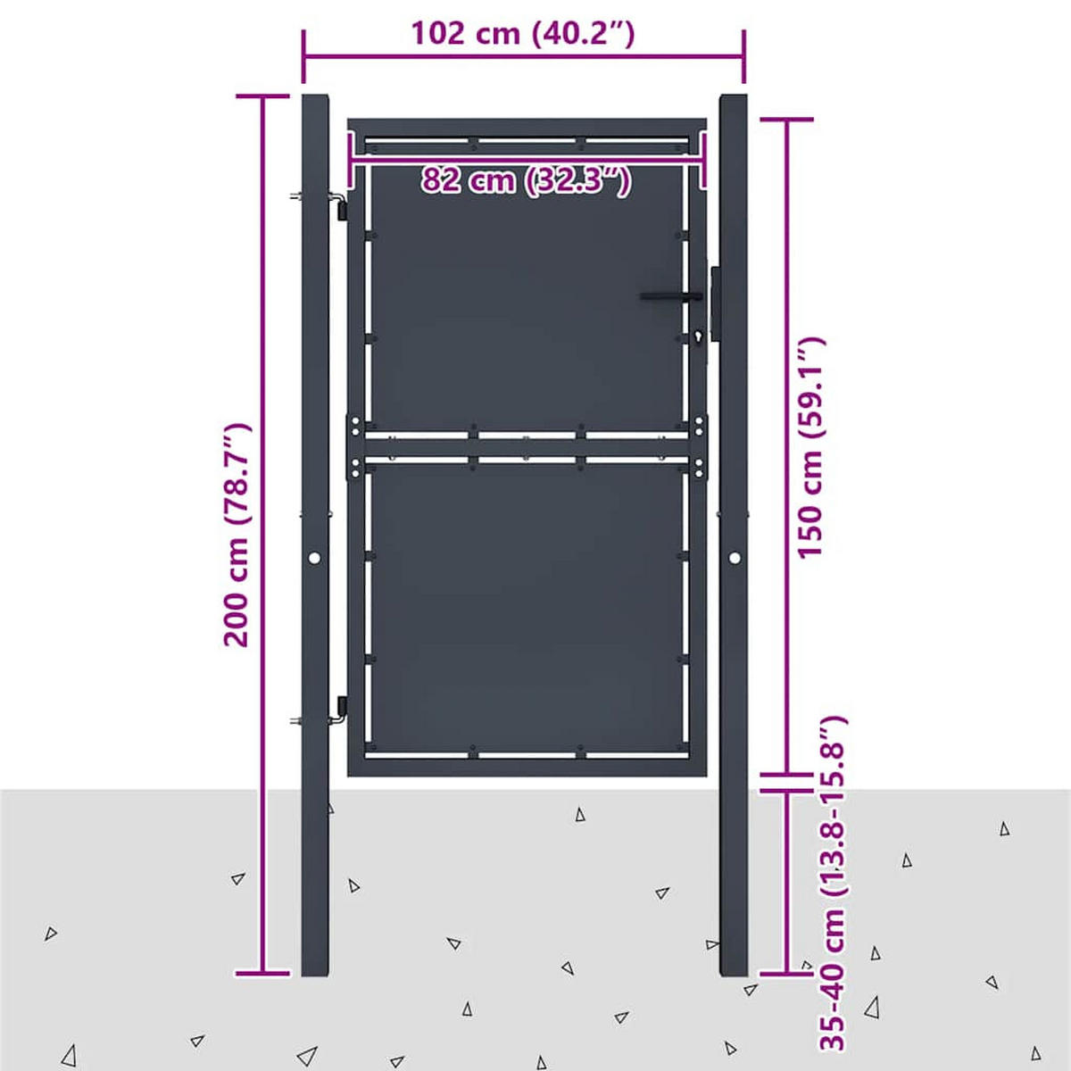 GARTENTOR für Zaunanlage, 100/150 cm, aus Stahl, Anthrazit - Grau, Metall (100/200cm) - vidaXL
