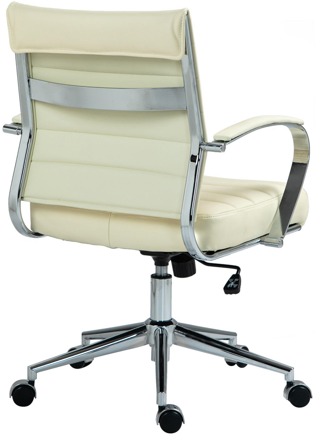 DREHSTUHL Echtleder Creme - Chromfarben/Creme, Leder/Metall (57/90/62cm) - CLP