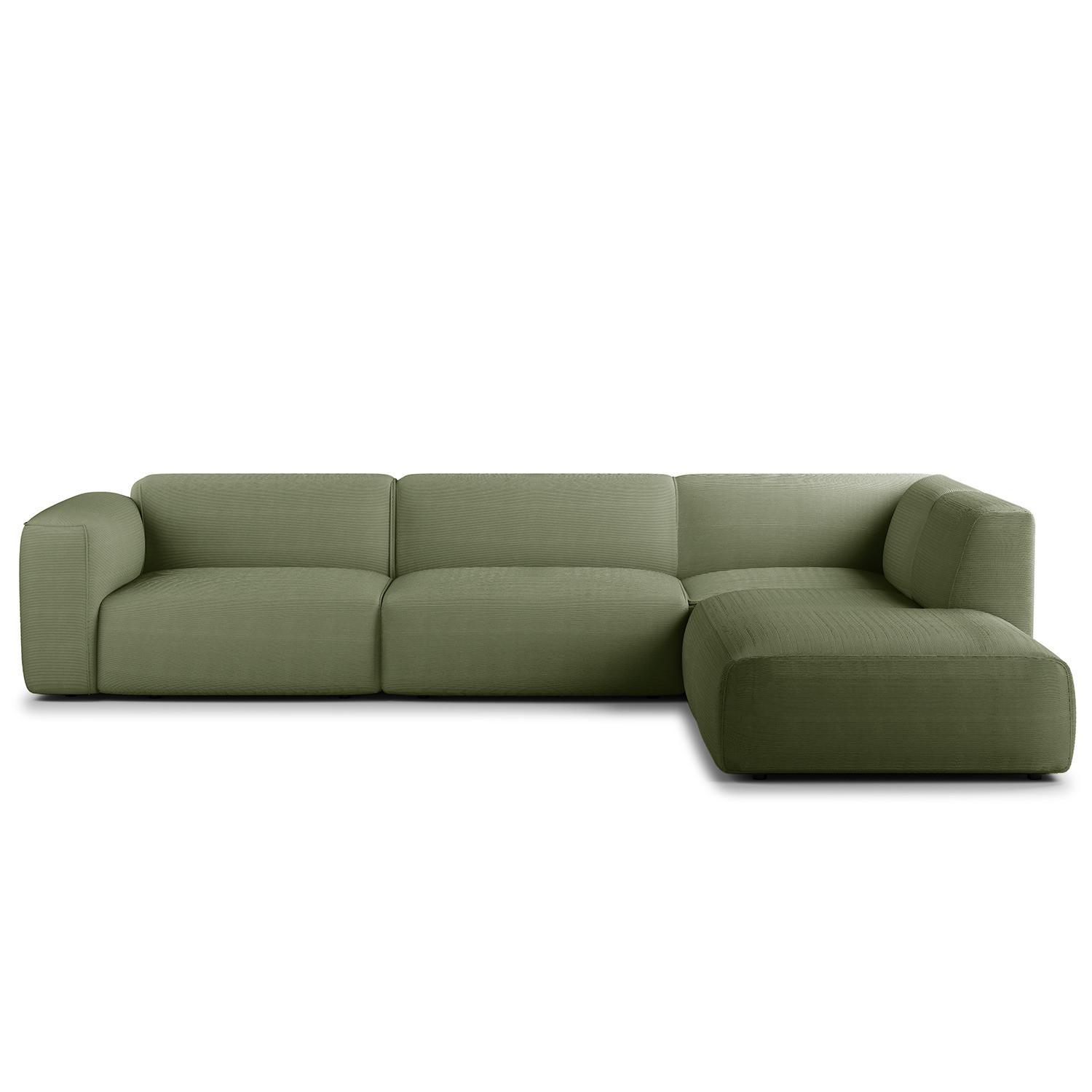 3-SITZER ECKSOFA mit Recamiere - Dunkelgrün/Schwarz, Textil (295/231cm) - home24