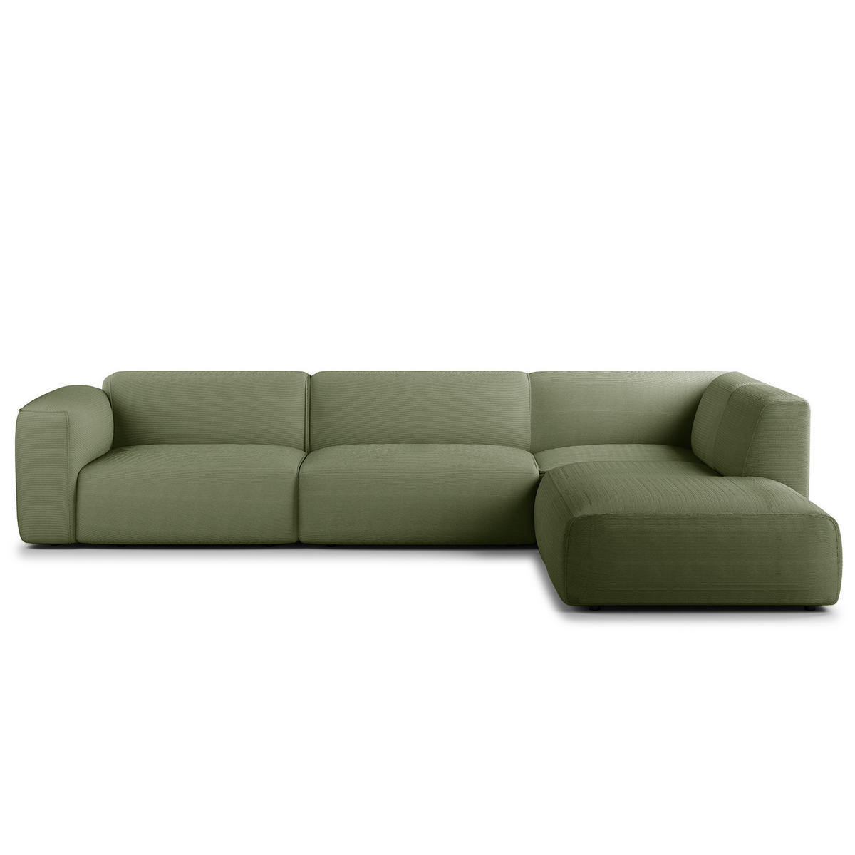 3-SITZER ECKSOFA mit Recamiere - Dunkelgrün/Schwarz, Textil (295/231cm) - home24