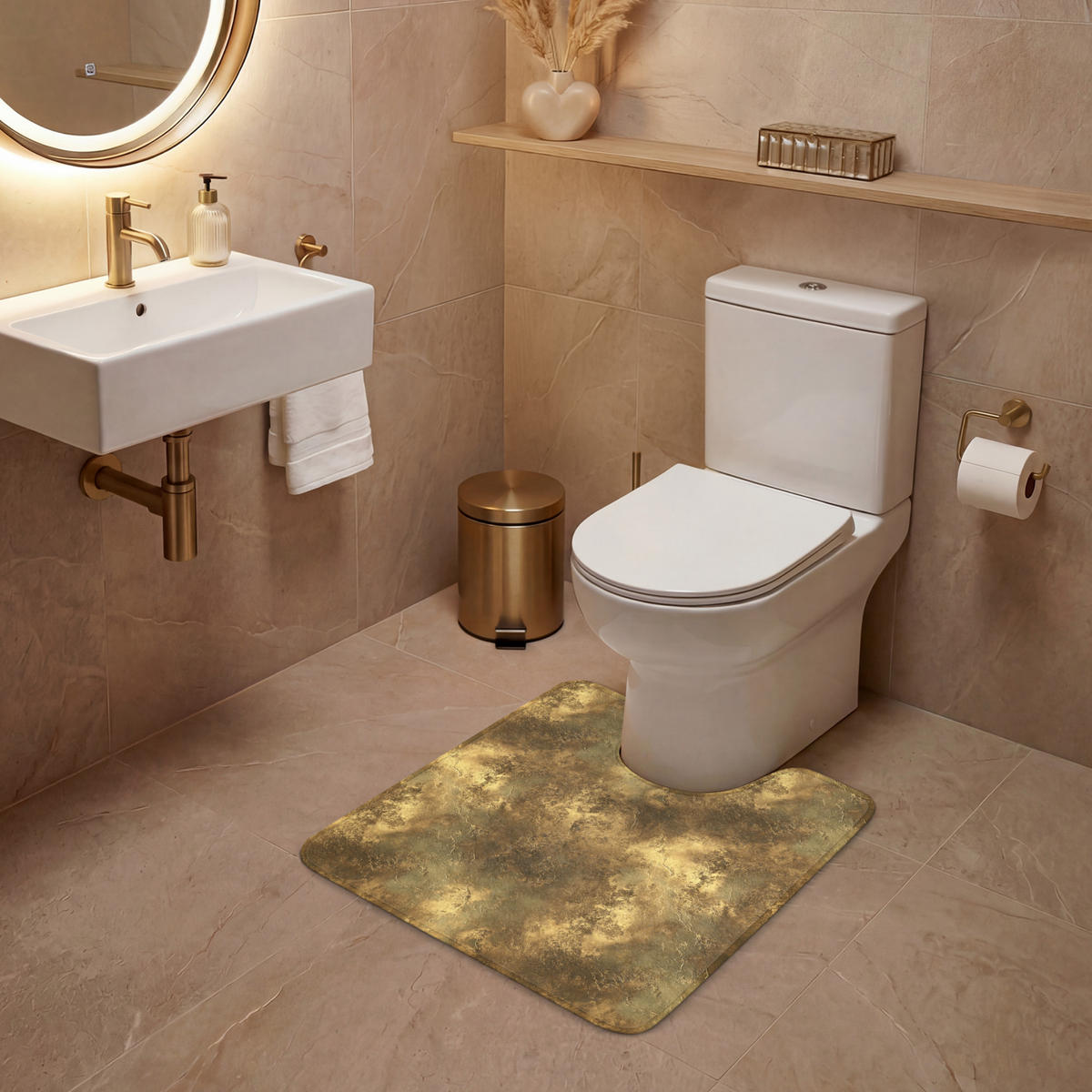 WC-VORLEGER Antik - Metallic-Look - Gold Toilettenvorleger 55x60 cm - Goldfarben, Kunststoff/Textil (55/1cm) - OnlyWow