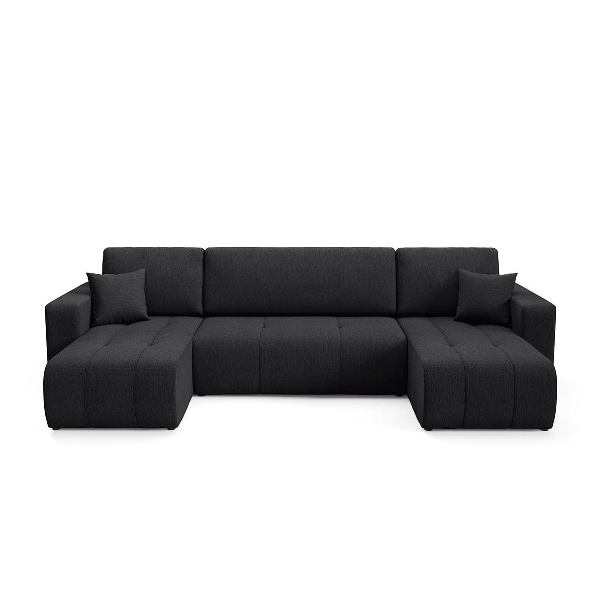 PANORAMASOFA Vasco 5 Sitzplätze Schwarz - Schwarz, Holz (318/88/145cm) - Petits-meubles