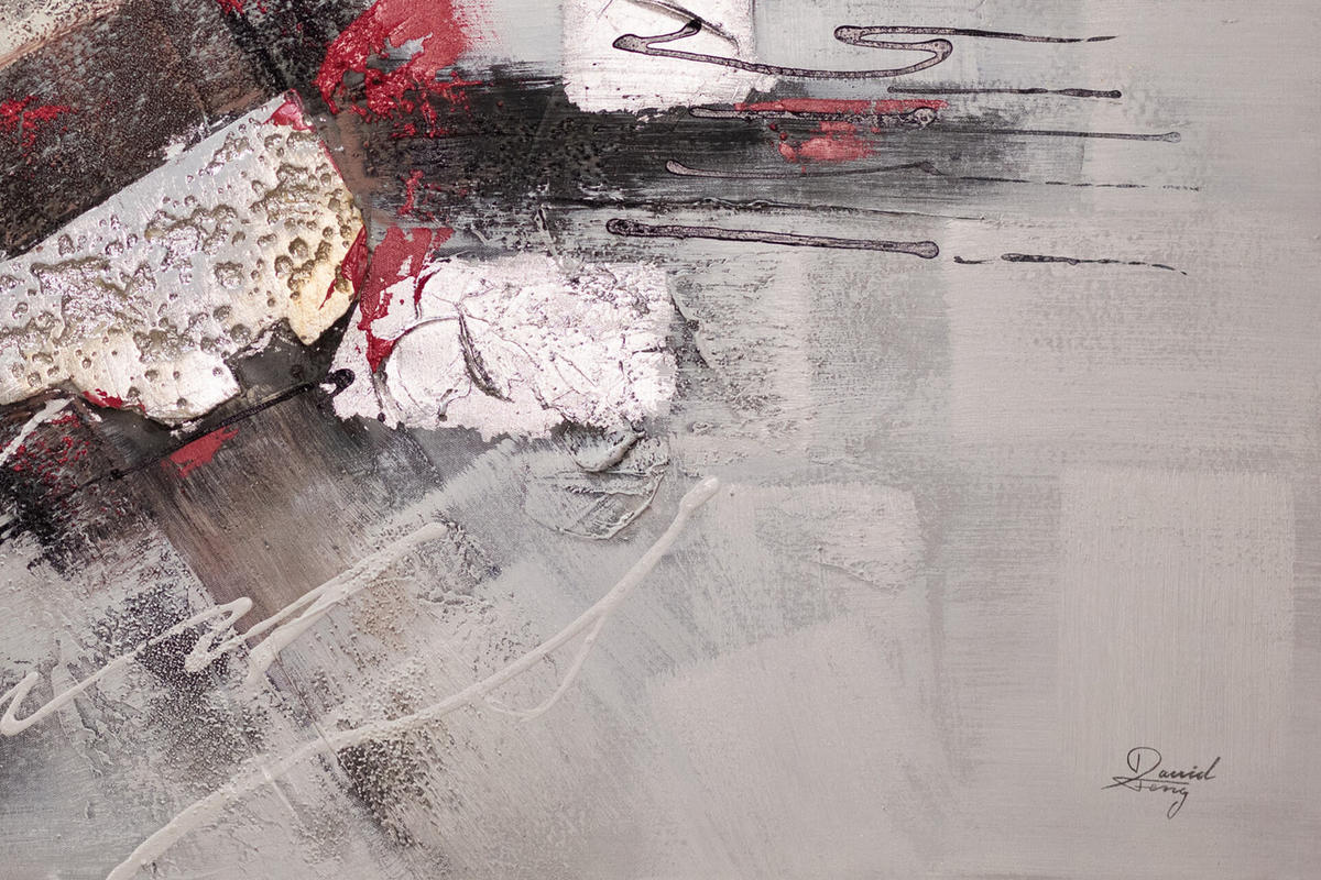 ACRYLBILD HANDGEMALT 140/70 cm - Taupe/Rot, Holz/Textil (140/70cm) - KUNSTLOFT